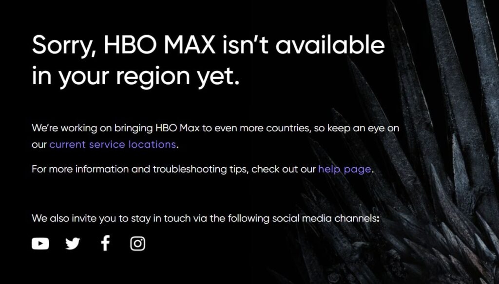 HBO max not available